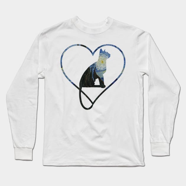 Cat Love Starry Night Long Sleeve T-Shirt by Freeman Thompson Weiner